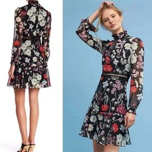 Donna Morgan Floral Long Sleeve Dress - Black, Red, White